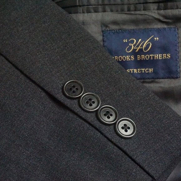 Brooks Brothers Stretch Wool Blend Solid Gray 2 Pc Suit Jacket Pants Sz 41L